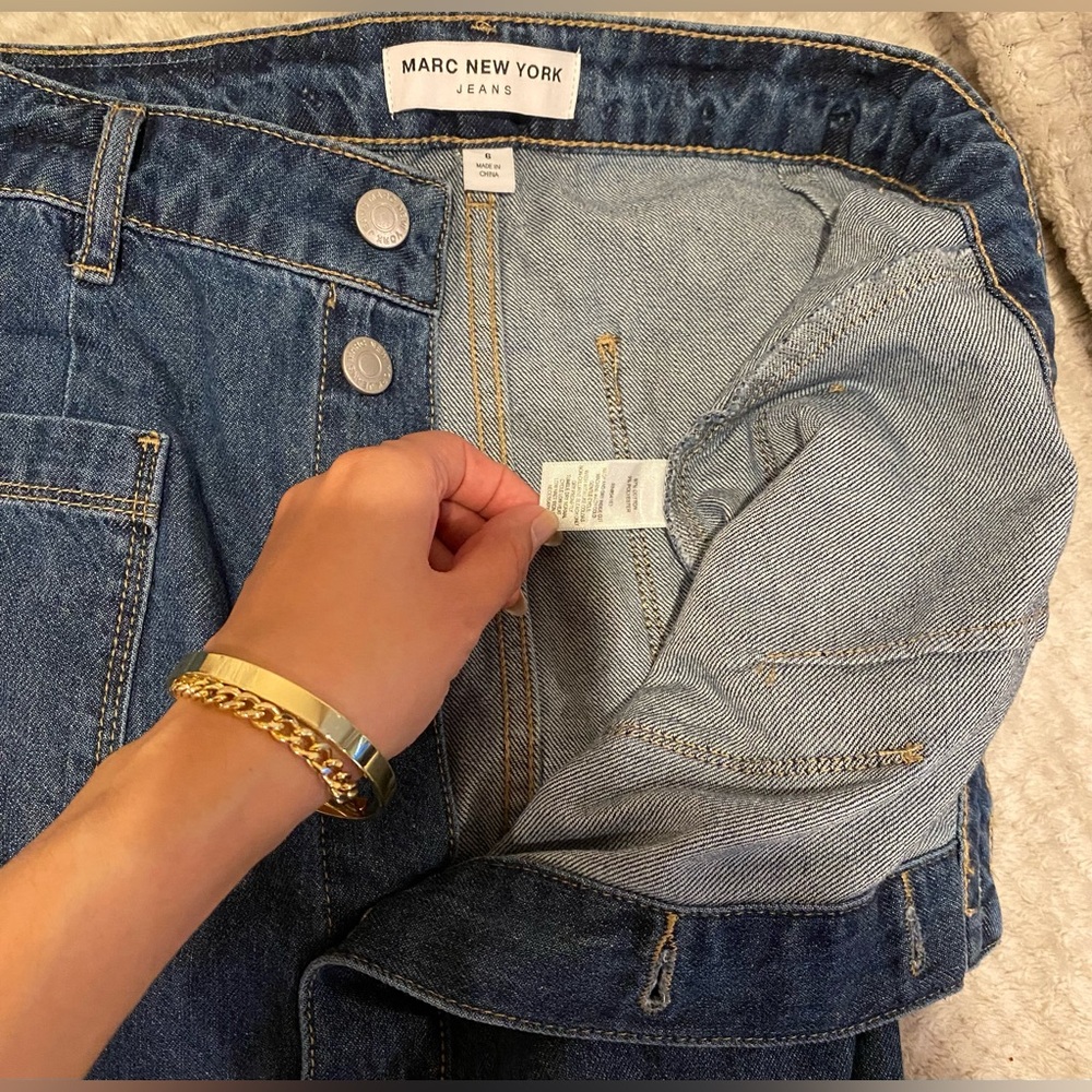 Marc New York Jeans Blue Denim Button Front Midi Skirt Like New - Size 6 - Picture 7 of 12